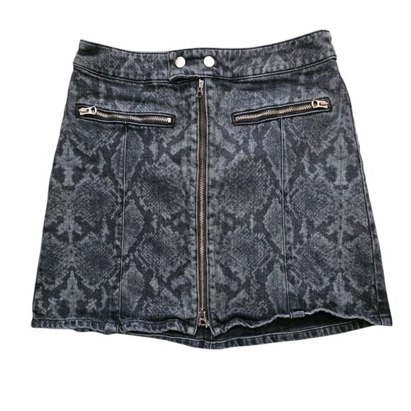Rag & Bone Isabel Grey Snake Denim Mini Skirt 6 EUC - Picture 2 of 4